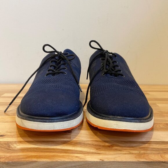 Swims Mens Navy Blue Knit Lace-Up Sneakers With White & Orange Sole Oxford 10 - Picture 4 of 14